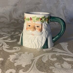 Large Santa Claus Ceramic Mug with Green Handle